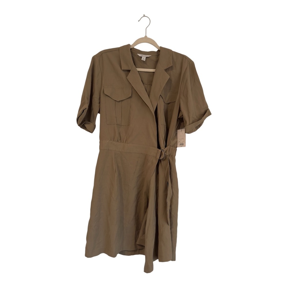Nine West Womens Utility Wrap Dress XL Mayfair Brown Short Sleeve WW32Y320RS